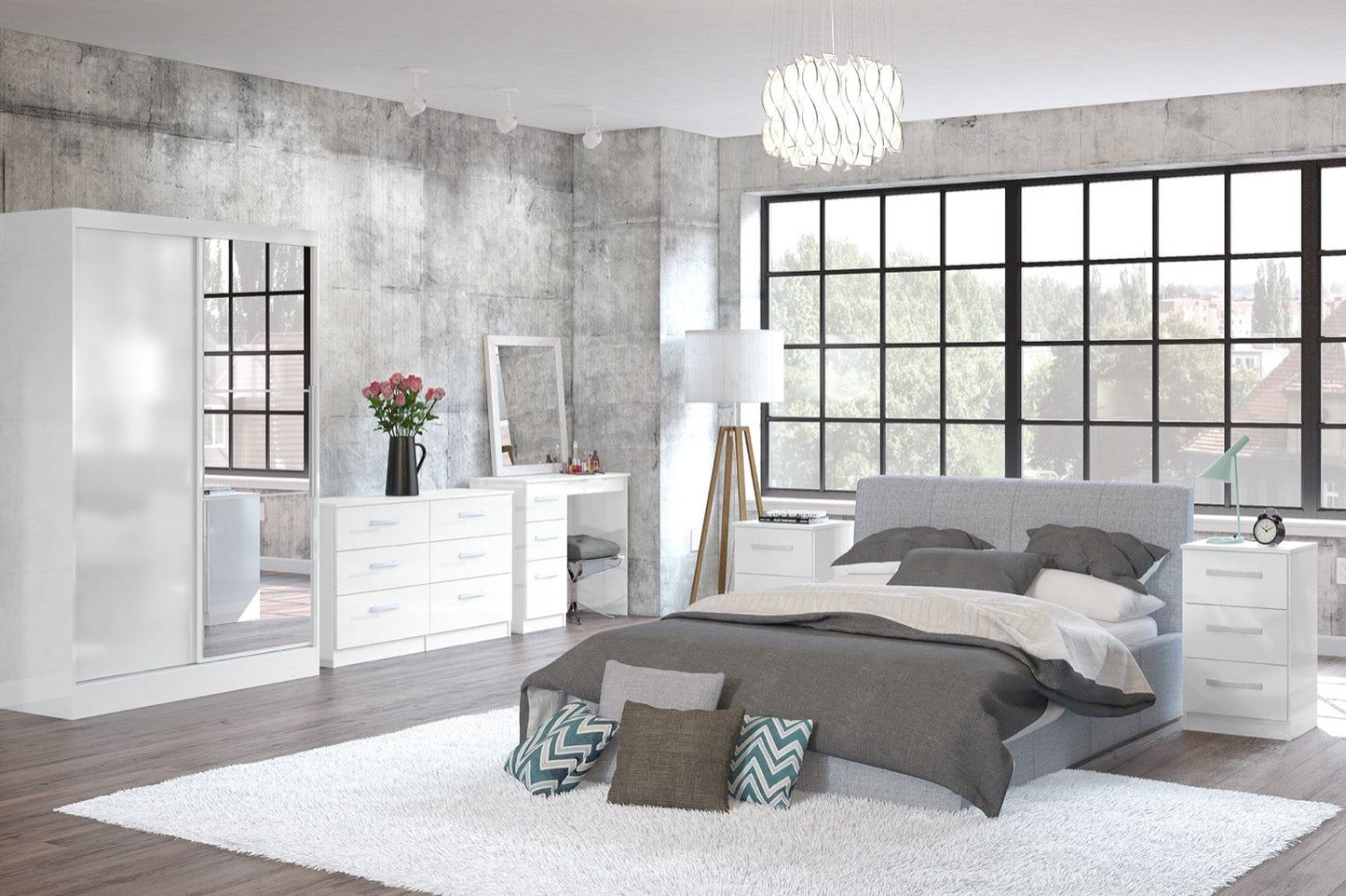 Larz 2 Door Combi Wardrobe - White
