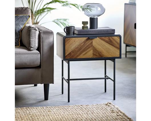 Alvin Lamp Table - Black and Natural Brown Wood
