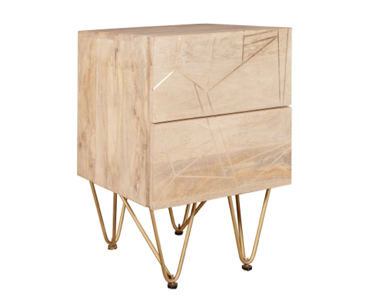 Light Gold 2 Drawer Side Table