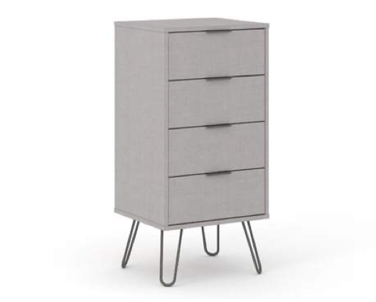 Austin Grey 4 Drawer Narrow Chest of Drawers