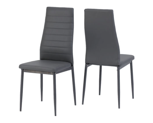 Alice Dining Set - Clear Glass/Grey/Grey Faux Leather
