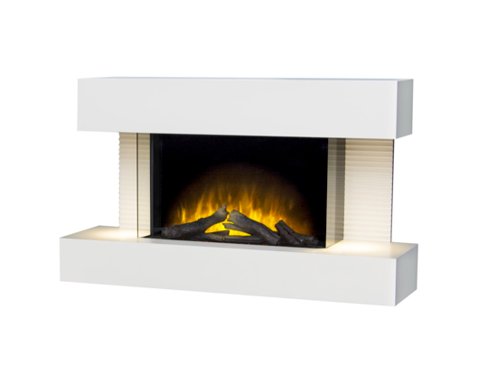 Alister Wall Mounted Fire Suite With Remote Control - White