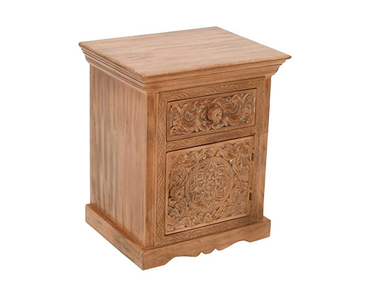 Athena Mango Wood Bedside Table With Storage