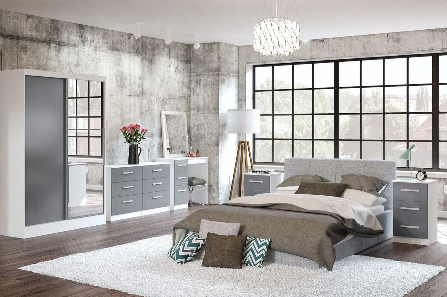 Larz 6 Drawer Chest - White & Grey
