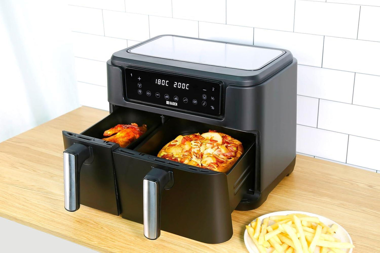 Haden 9.5L Dual Basket Air Fryer and Set of 2 Trays