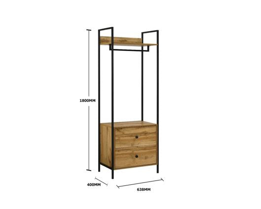 Zulu Open Wardrobe with 2 Drawers-Oak