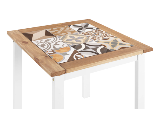 Samuel 1+2 Tile Top Dining Set - White/Distressed Waxed Pine