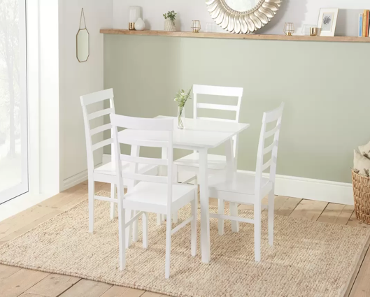 Stetson Dining Table & 4 Ladder Chairs- White