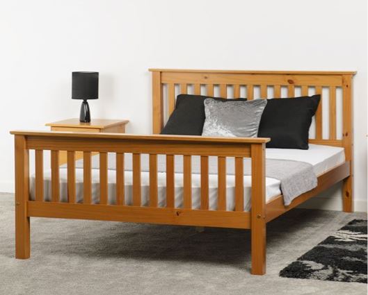 Monaco King Bed High Foot End - Distressed Waxed Pine