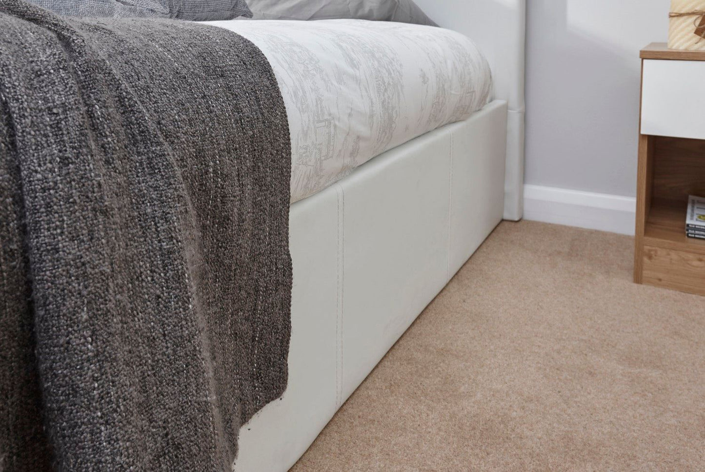 Single End Lift Ottoman Bed-White