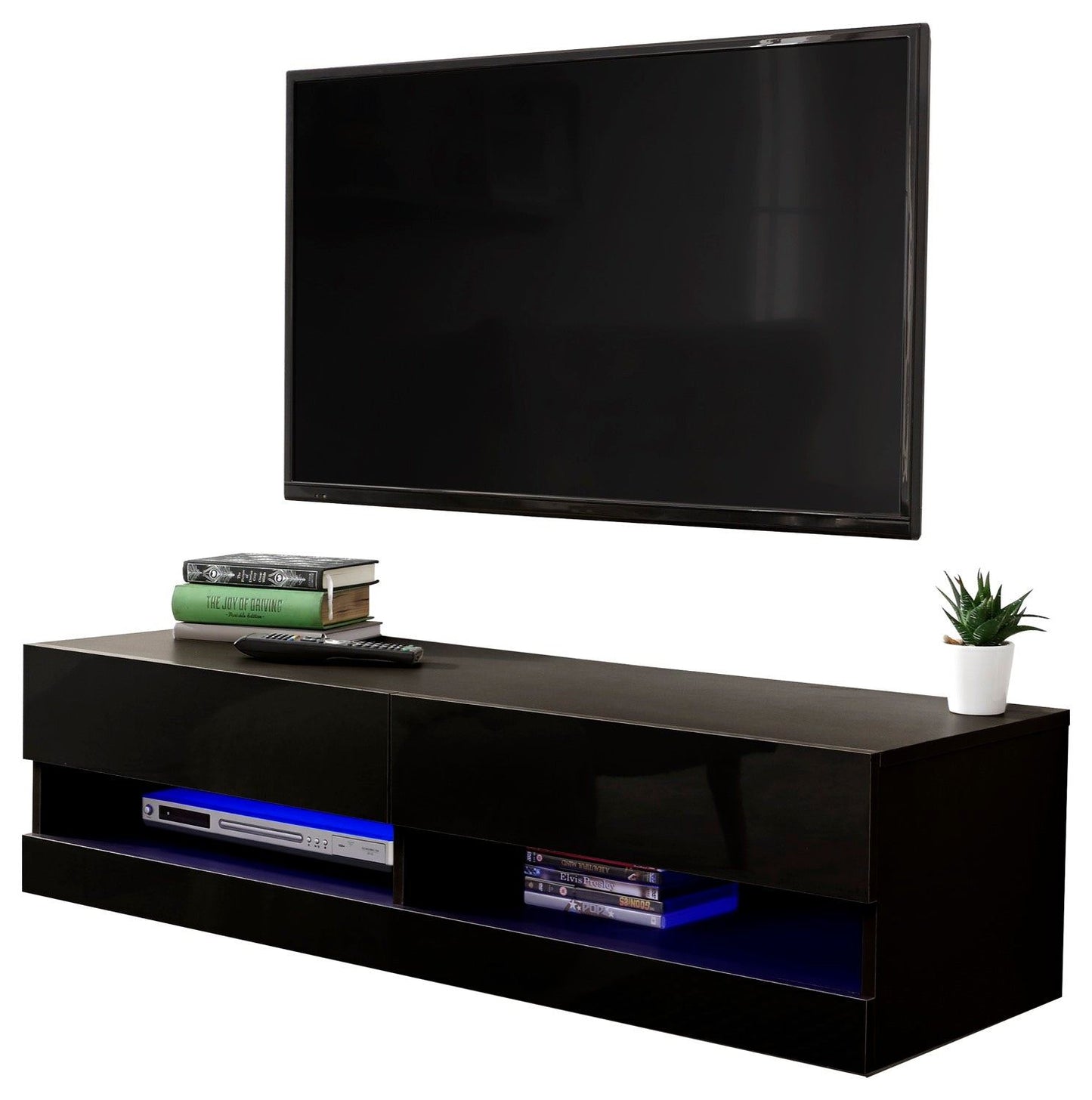 Graze LED 120cm Wall TV Unit-Black