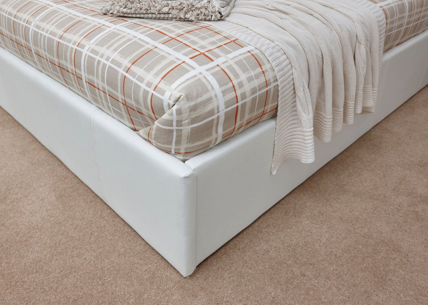 End Lift Ottoman Double Bed - White