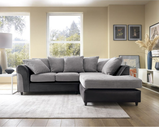 Harley Right Hand Facing Corner Sofa - Black & Charcoal