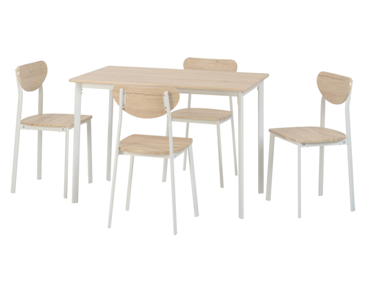 Rickson Large Dining Set - White/Light Oak Effect Veneer