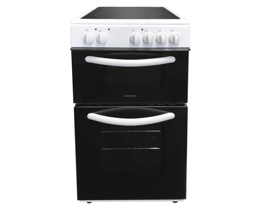 Statesman EDC50W 50cm Double Electric Oven With Ceramic Hob White