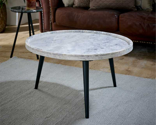 Olin Coffee Table With Marble Top And Metal Legs