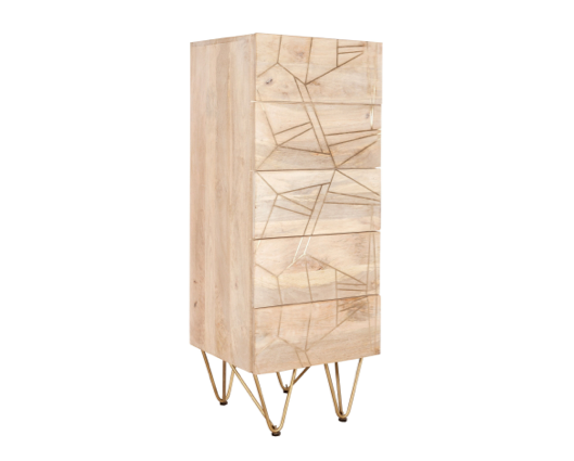 Light Gold Tall Chest of Drawers