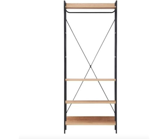 Cohen Open Wardrobe with 4 Shelves- Riveria Oak