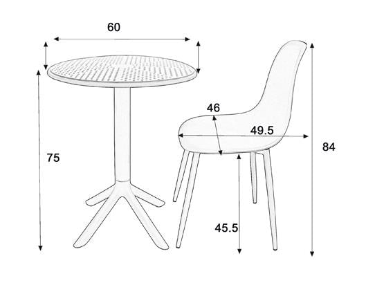 3 piece Cala bistro table & 2 chair set outdoor grade, terracotta