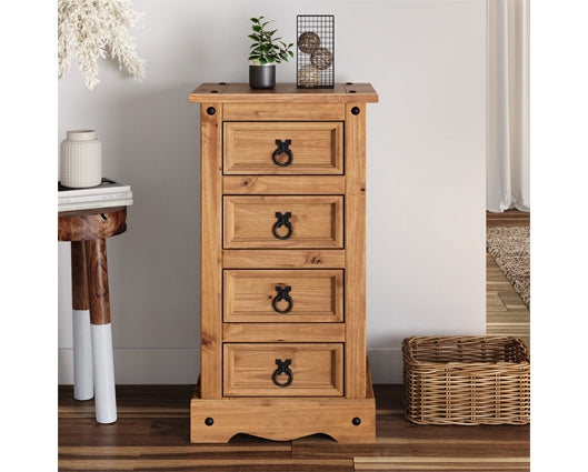 Corona 4 Drawer CD Chest - Distressed Waxed Pine