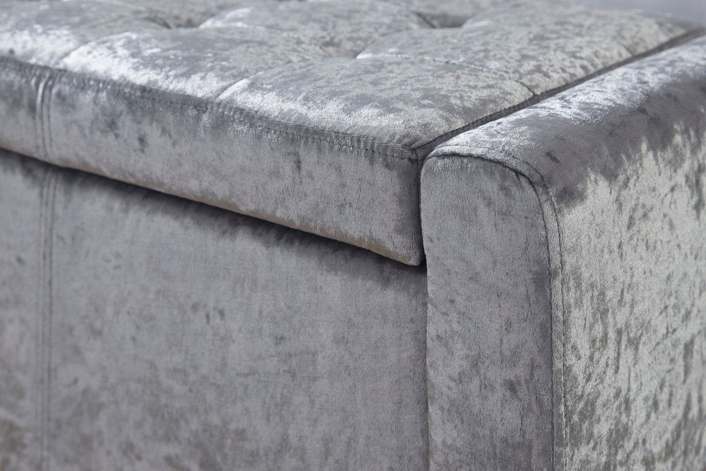 Vanessa Ottoman Bench-Grey Crushed Velvet