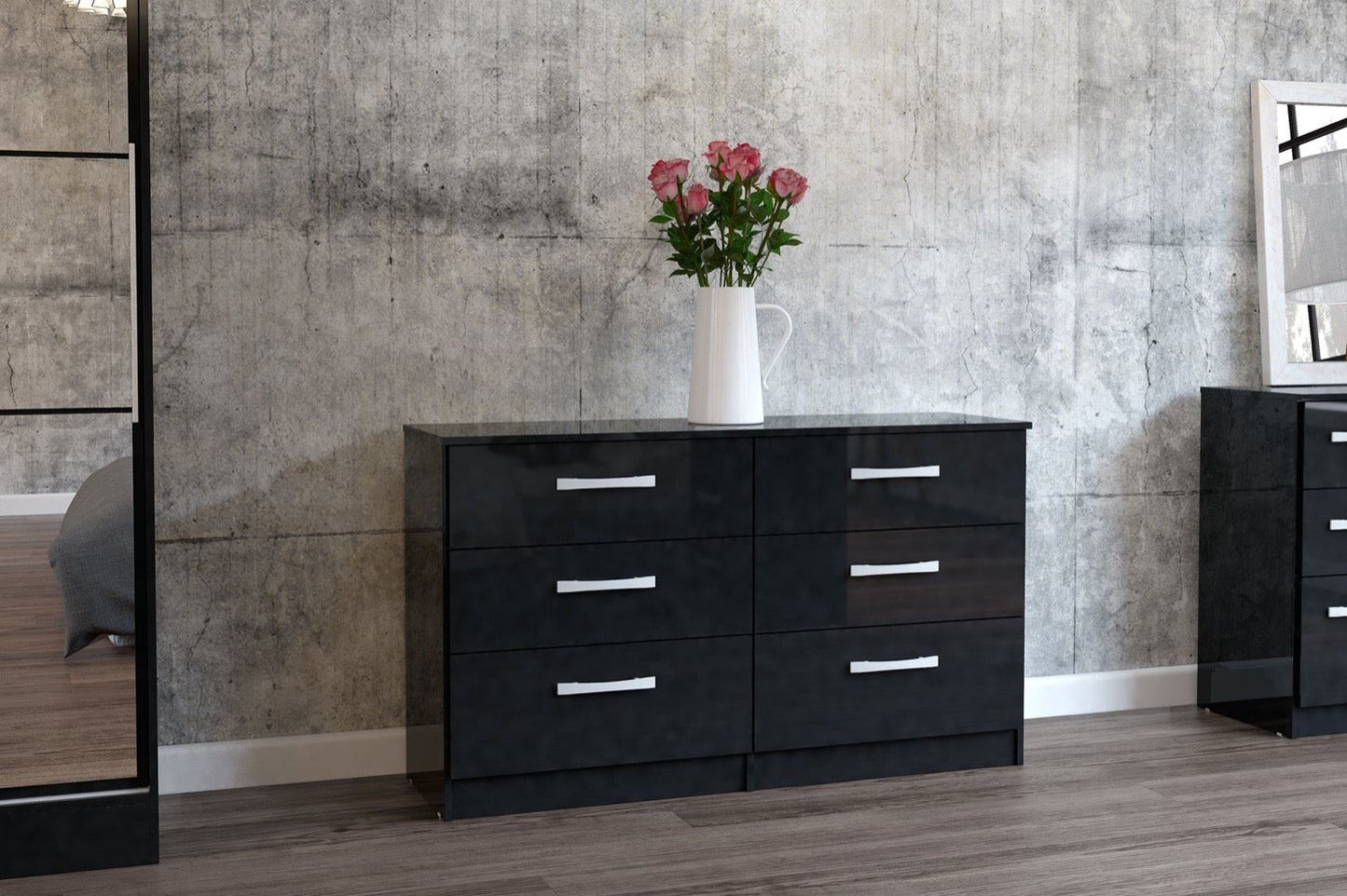 Larz 6 Drawer Chest - Black