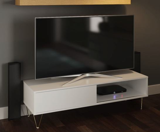 Maeve Sliding Door TV Stand- White