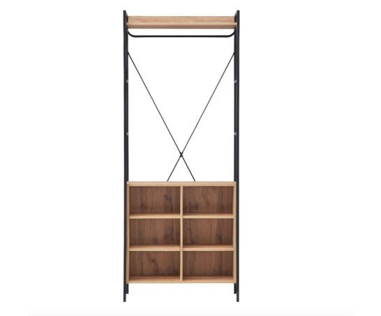 Cohen Open Wardrobe with 4 Shelves- Riveria Oak