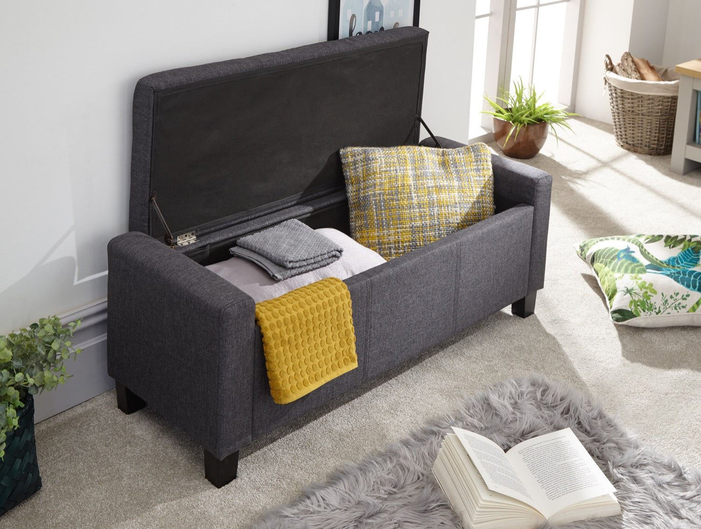 Verona Ottoman Bench-Charcoal