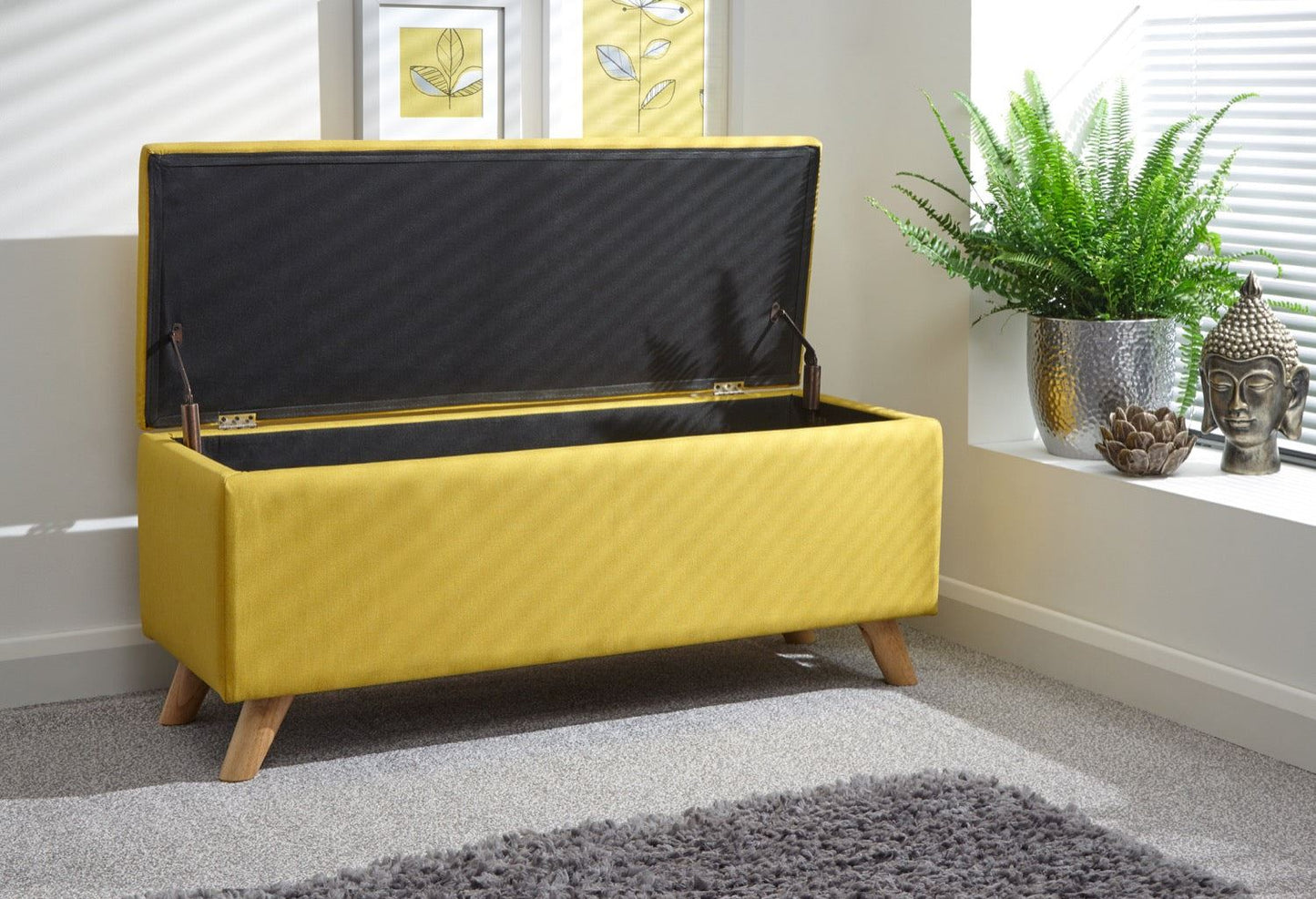 Scorento Ottoman Storage Unit-Mustard