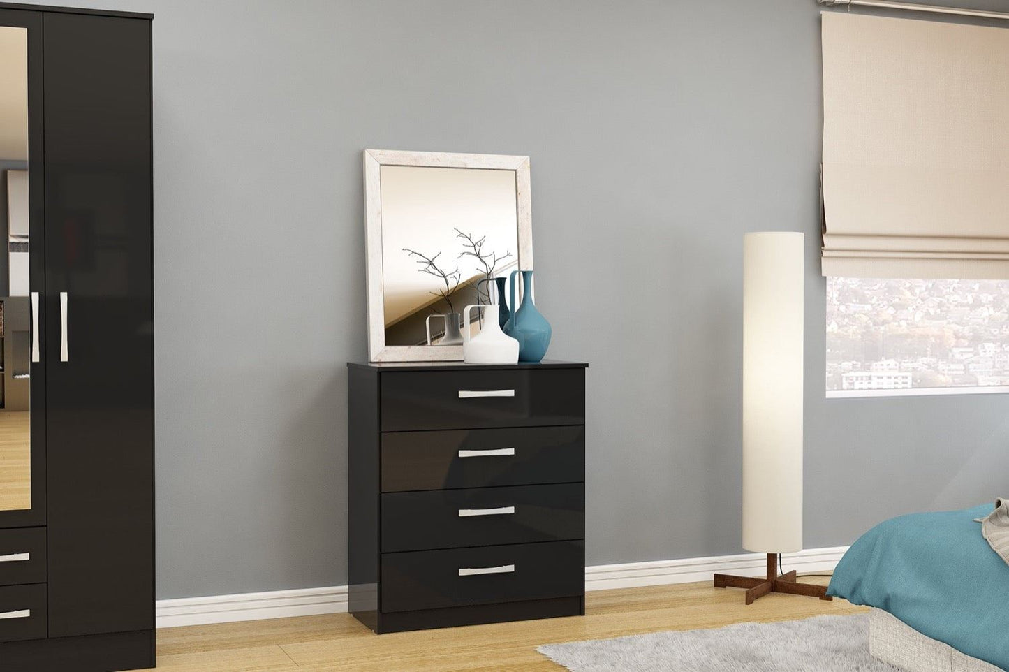 Larz 4 Drawer Chest - Black