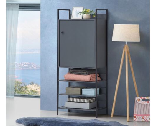 Zulu Storage Cabinet with 1 Door & 3 Shelves-Dark Grey