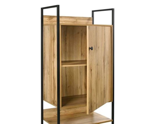 Zulu Storage Cabinet with 1 Door & 3 Shelves-Oak