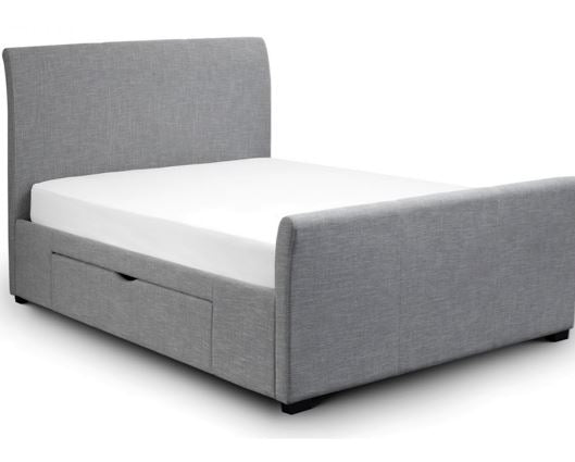 Capri King Bed With 2 Underbed Storage Drawers - Light Grey