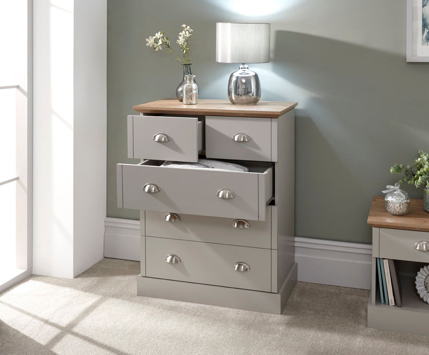 Kinsley 2+3 Drawer Chest-Grey