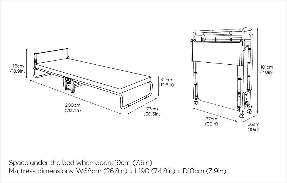 Jay-Be Revolution Folding Bed with Rebound e-Fibre Mattress-Single