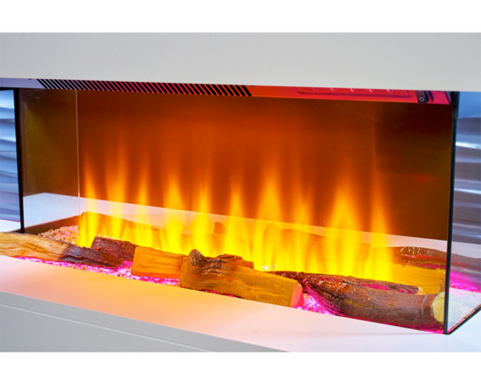 Shelby WM-9332 Electric Wall Fireplace Suite with Downlights & Remote in Pure White