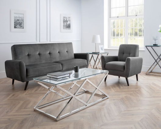 Moki 3 Seater in Dark Grey Velvet
