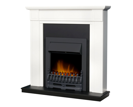 Giovannia Fireplace Suite 39inch White/Black With Electric Fire - Black