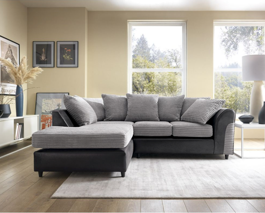 Harley Left Hand Facing Corner Sofa - Black & Charcoal
