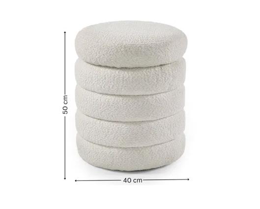 Hailey Ivory Boucle Upholstered 40cm Storage Stool