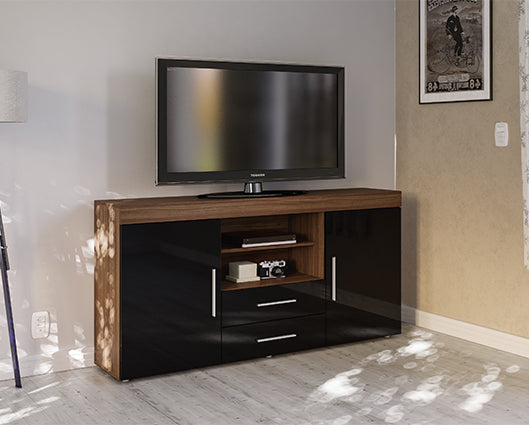 Edgeware 2 Door 2 Drawer Sideboard- Walnut & Black