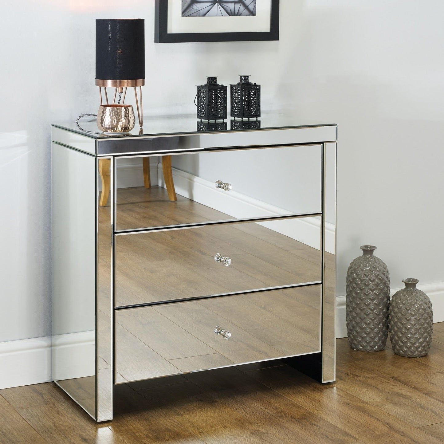 Saxen 3 Drawer Chest - Mirrored