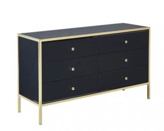 Fabian 6 Drawer Chest - Black & Gold
