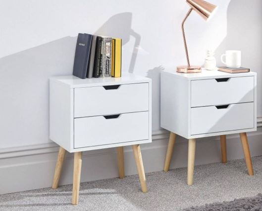 Nessi Pair of Bedside Tables-White