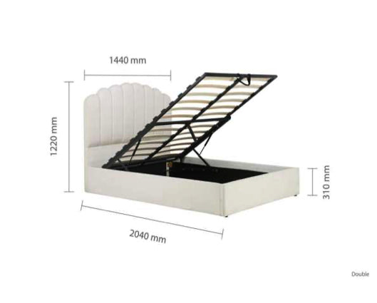 Monaco Fabric Ottoman Double Bed - White