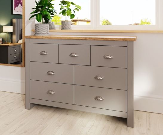 Lincoln 7 Drawer Chest- Light Grey