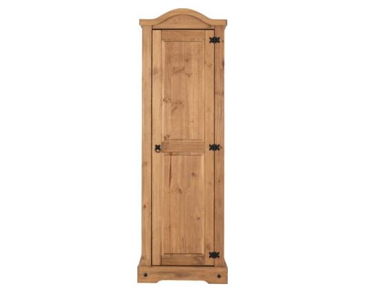 Corona 1 Door Wardrobe - Distressed Waxed Pine