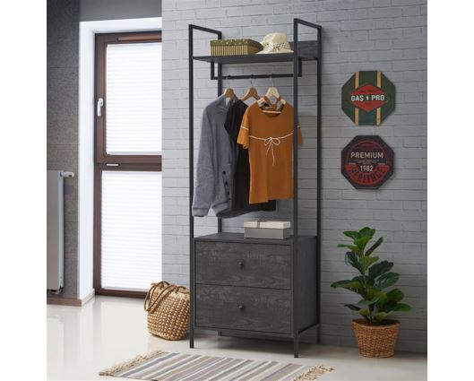 Zulu 4 Piece Bedroom Furniture Set Open Wardrobes-Black