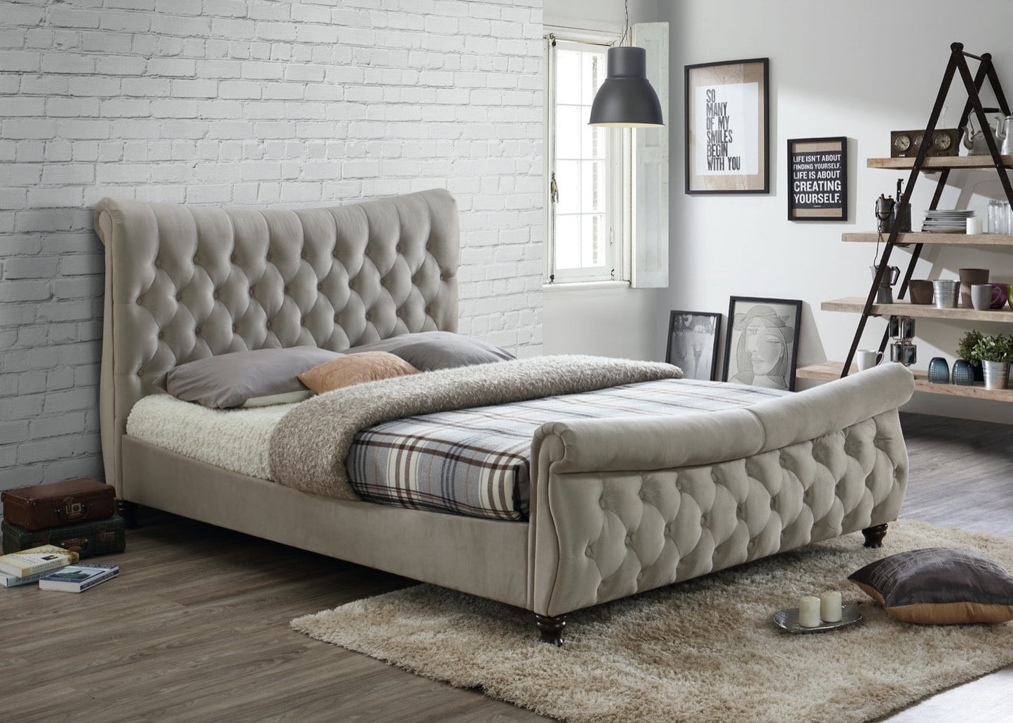 Callan King Bed - Cream